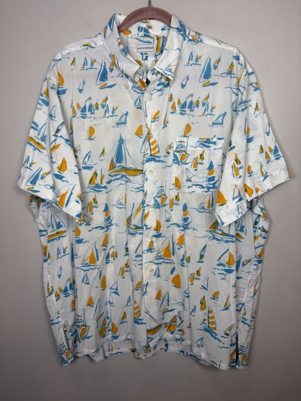 Share Maus & Hoffman Button Down Shirt Mens Size 2XL Sailboatsl Short Sleeve